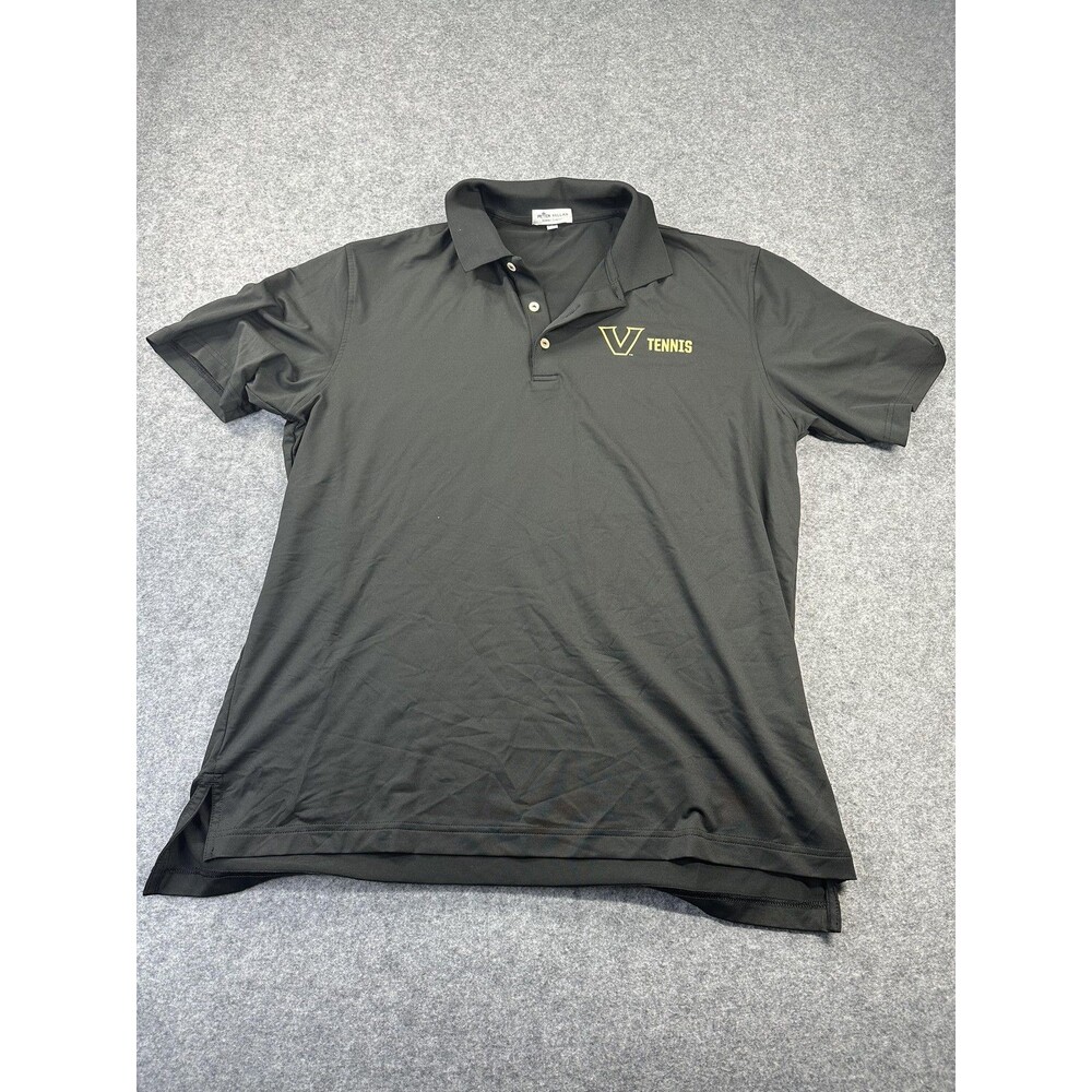 Peter Millar Polo Shirt Mens Large Black V Tennis Summer Comfort Performance